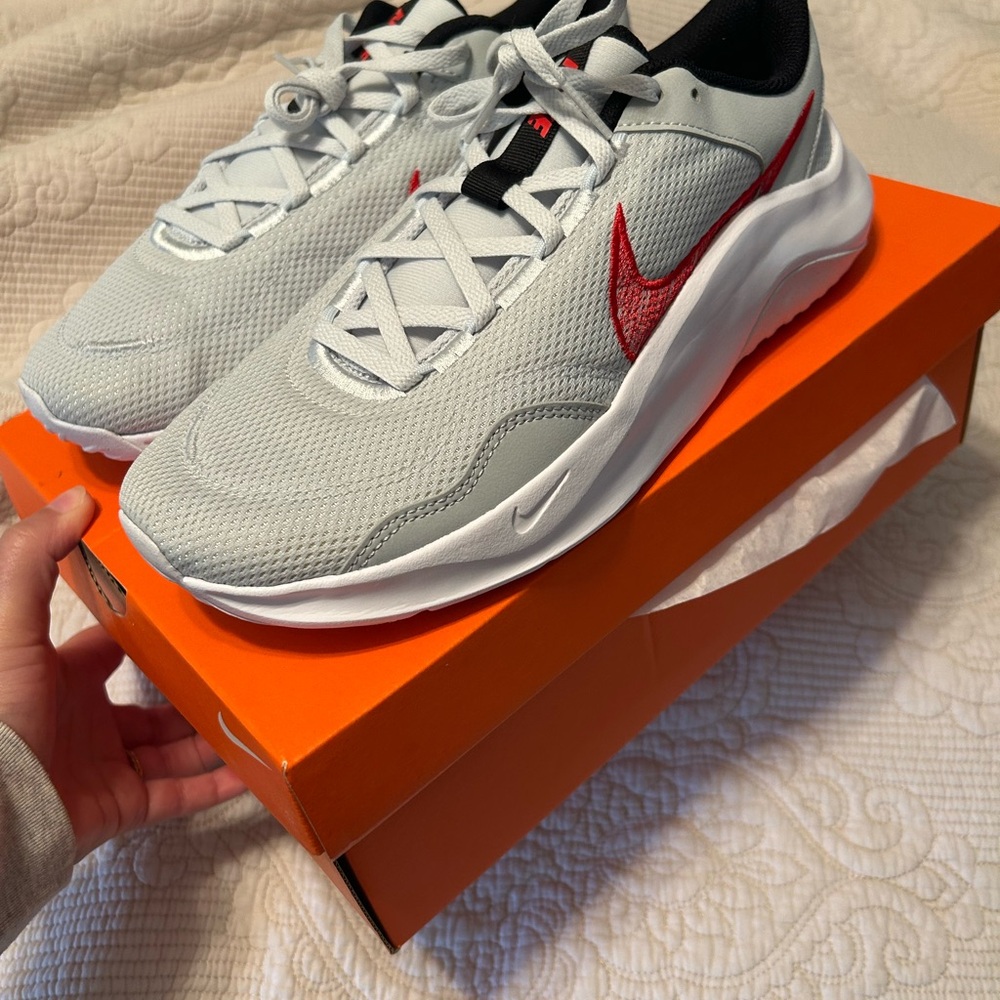 Nike Legend Essential 3 in Pure Platinum and University Red Brand New!!